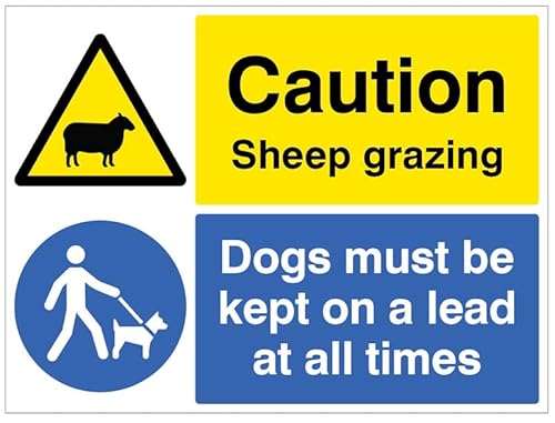 Warning Sheep grazing Dogs must be kept on a lead (halbstarres PVC-Sicherheitsschild) von Caledonia Signs