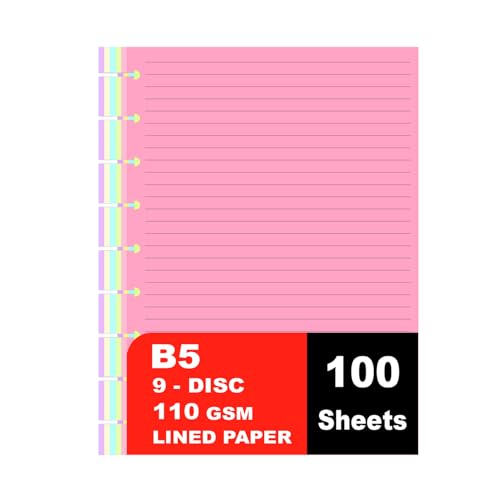 9 linierte Nachfüllblätter für Happy Planer, 110 g/m² lose Blätter, 5 Farben (pro Farbe, 20 Blatt/40 Seiten), Planer-Nachfüllpapier, 100 Blatt/200 Seiten, klassische Größe 17,8 x 23,9 cm von CalenDream