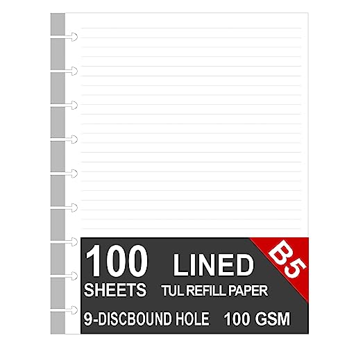 9 linierte Nachfüllpackungen für Happy Planner, lose Blätter, Discbound Einlagen, 100 Blatt/200 Seiten, weiß, klassische Größe, 17,8 x 24,9 cm von CalenDream