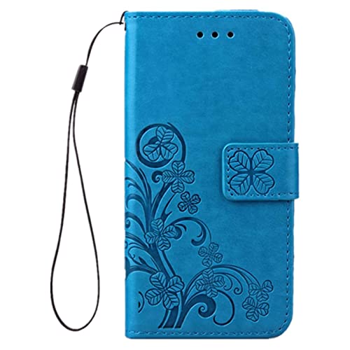 Luxus Tasche für Apple iPhone SE 2020 iPhone 8 und iPhone 7 Case Leder aus Textil Schutz Hülle Canacsa Four Leaves Clover (Blaue) von Caler