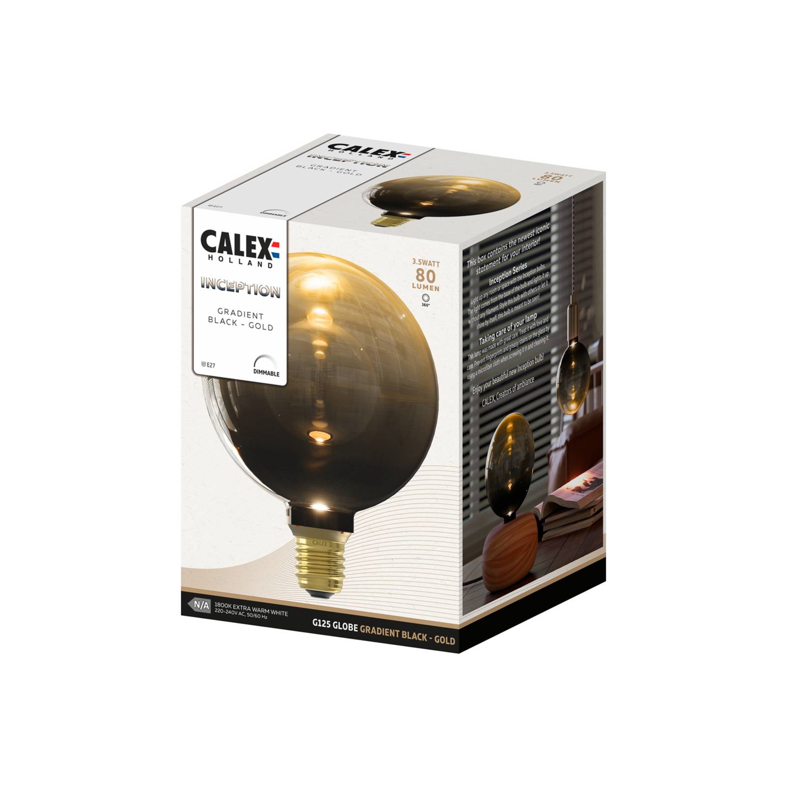 Calex Inception LED-Globe E27 G125 3W 1.800K dimm von Calex