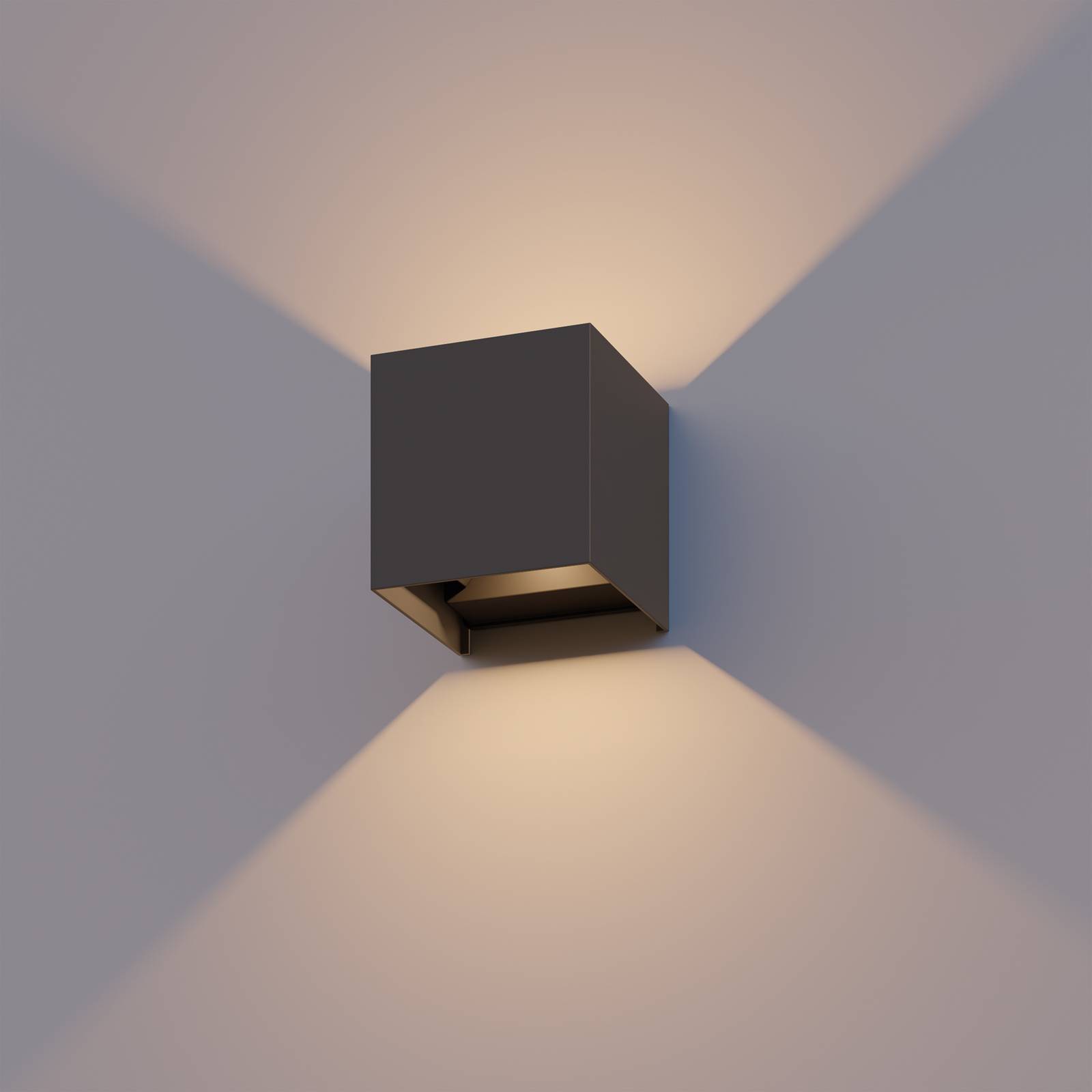 Calex LED-Außenwandlampe Cube, up/down, Höhe 10cm, anthrazit von Calex