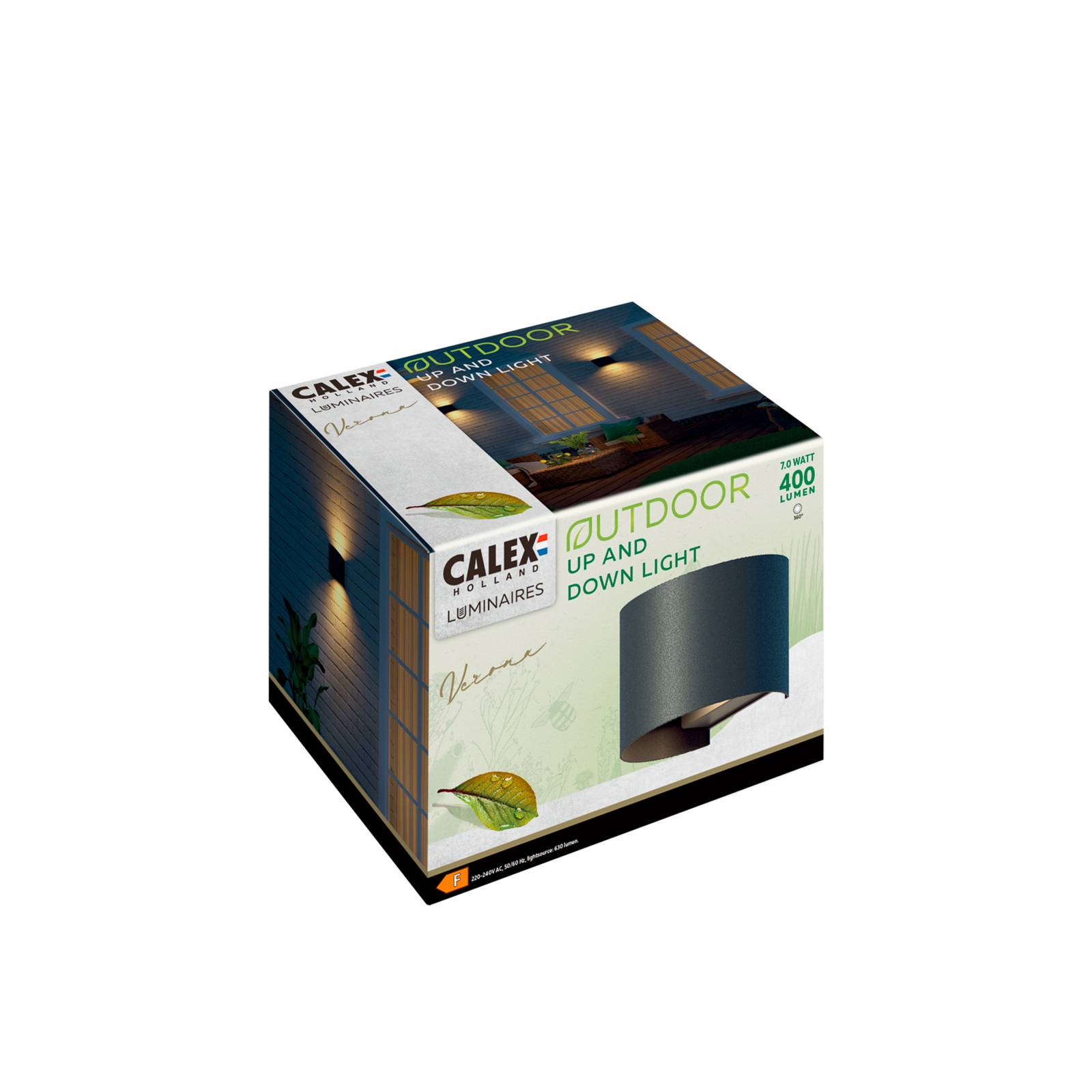 Calex LED-Außenwandlampe Oval, up/down, Höhe 10 cm, schwarz von Calex