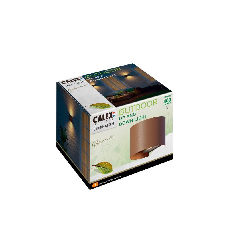 Calex LED-Außenwandlampe Oval, up/down, Höhe 10cm, rostbraun von Calex