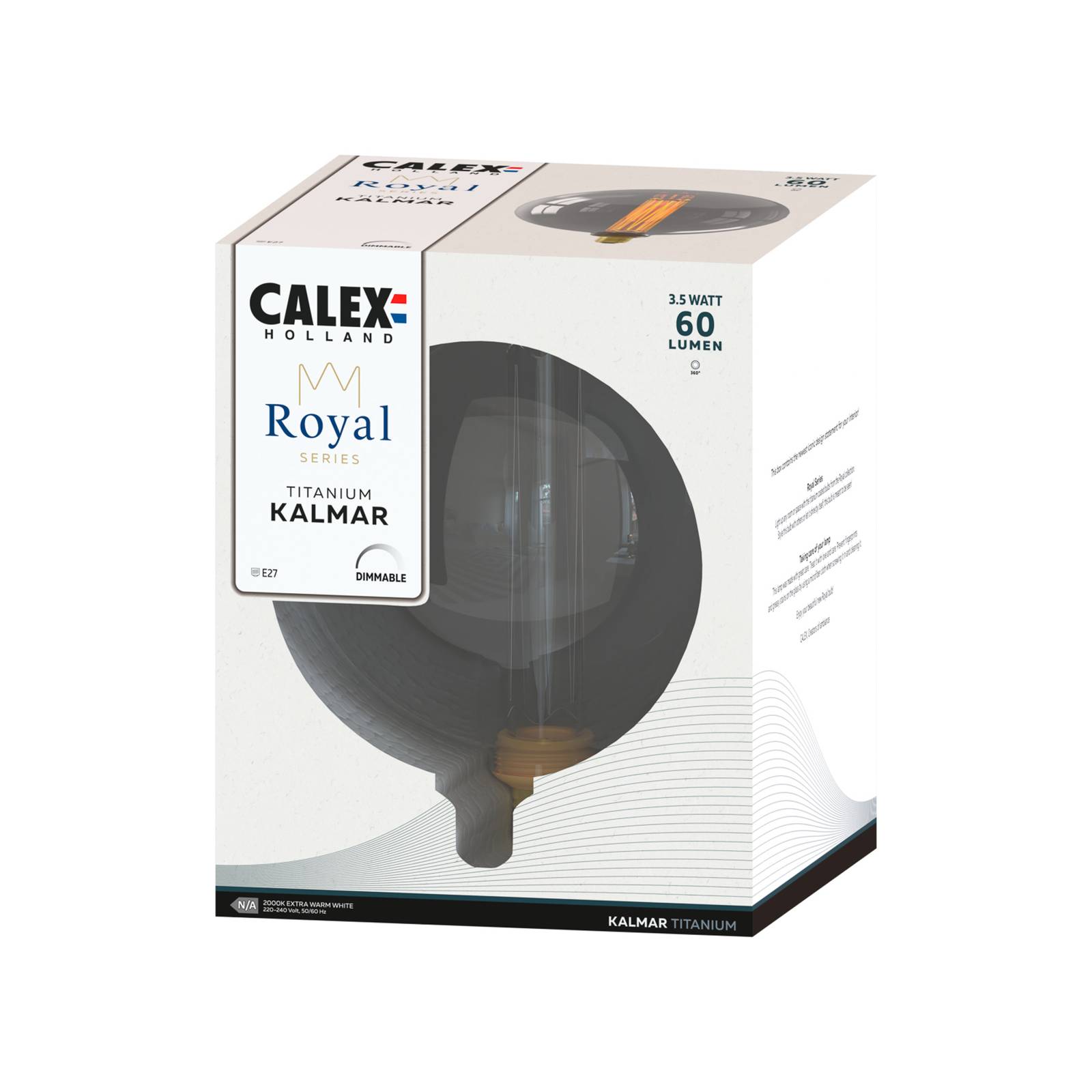 Calex Royal Kalmar LED E27 3,5W 2.000K dimm rauch von Calex