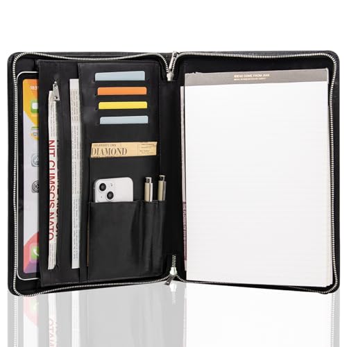 Calfinder Konferenzmappe A4, Schreibmappe A4, Leder, Dokumentenmappe, Ledermappe A4, Aktenmappe a4, Arbeitsmappe, Mappe a4,Geschenke für Fauen, Geschenke für Männer, Schwarz Calfinder Konferenzmappe A4, Schreibmappe A4, Leder, Dokumentenmappe, Ledermappe A4, Aktenmappe a4, Arbeitsmappe, Mappe a4,Geschenke für Fauen, Geschenke für Männer, Schwarz von Calfinder