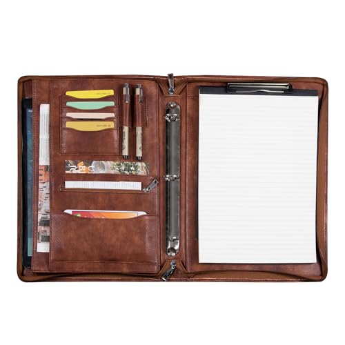 Padfolios, Portfolio-Ordner, Leder-Portfolio für Herren, Padfolio für Damen, Ledermappe, Portfolio-Notizbuch, Geschenk für Damen und Herren, Braun Padfolios, Portfolio-Ordner, Leder-Portfolio für Herren, Padfolio für Damen, Ledermappe, Portfolio-Notizbuch, Geschenk für Damen und Herren, Braun von Calfinder
