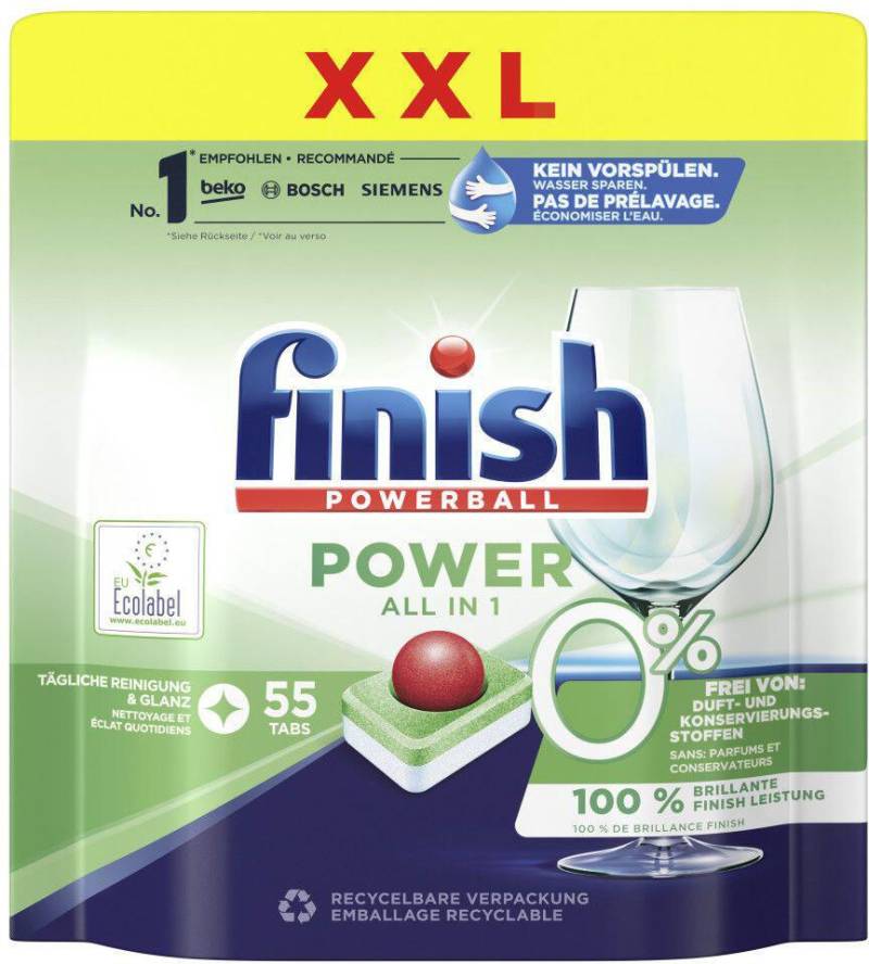 Calgonit finish Spülmaschinentabs POWERBALL POWER ALL IN 1 0% 55 St. von Calgonit finish