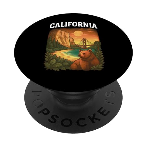 California Bear Golden Gate Yosemite Sunset Retro Nature PopSockets Klebender PopGrip California Bear Golden Gate Yosemite Sunset Retro Nature PopSockets Klebender PopGrip von Cali Retro Tees