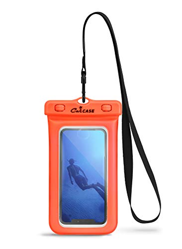 CaliCase Schwimmende wasserdichte Tasche, [Universal] [Orange] - Perfekt zum Bootfahren/Kajak/Rafting/Schwimmen, Dry Bag Schützt Ihren Handy und Wertsachen - IPX8 Zertifiziert auf 100 Fuß von CaliCase