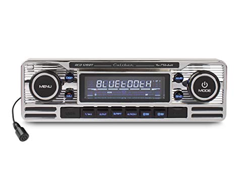Caliber Retro Autoradio - Auto Radio Bluetooth USB - FM - 1 DIN Radio Auto - Autoradio Oldtimer - Mit Freisprechfunktion und LCD-Anzeige - Silber von Caliber