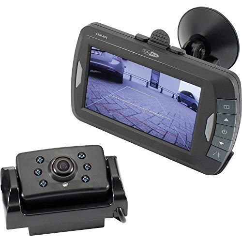 Caliber Rückwärtsansichtskamera - Einschließlich 4,3 -Zoll -Monitor - für Auto oder Wohnmobil - Weitwinkel - Autofokus - drahtlose Verbindung - CAM401 - Wetterfestes IP68 - Schwarz von Caliber
