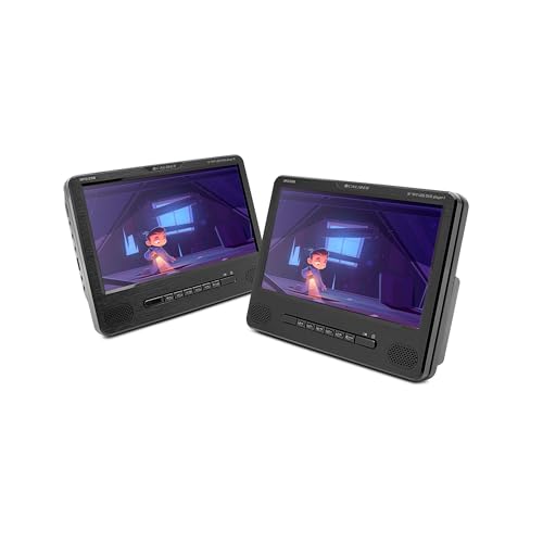 Caliber MPD298 22.86 cm (9 Zoll) tragbarer DVD-Player mit wiederaufladbarer Batterie, Set von 2 Player, schwarz von Caliber