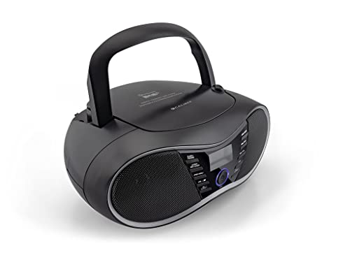 Caliber Tragbarer Radio -CD -Player - Bluetooth - DAB+ AM FM AUX - LED -Anzeige - Wecker - Kinderradio - Akku - HBC434DAB-BT - 3,5 mm Jack - Schwarz - 390 x 220 x 130 mm von Caliber