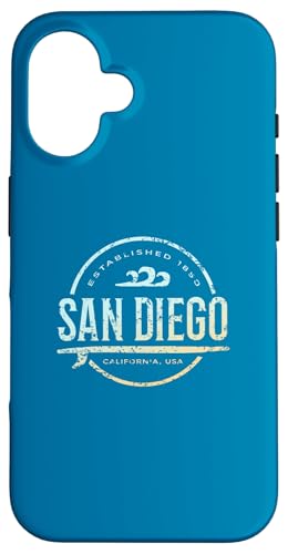 San Diego - Vintage-Surf in San Diego, Kalifornien Hülle für iPhone 16 von California Shoreline Apparel