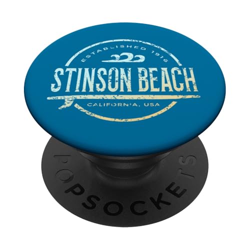 Stinson Beach — Vintage-Surf von Stinson Beach im kalifornischen Stil PopSockets Klebender PopGrip von California Shoreline Apparel
