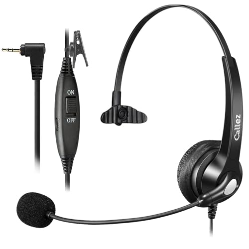 2,5mm Klinke Headset Telefon für Gigaset CL660HX C430A Panasonic Yealink W52P, Kopfhörer Telefon Festnetz Schnurlos mit Mikrofon Noise Cancelling für Homeoffice Call Center Büro Schnurlostelefon von Callez