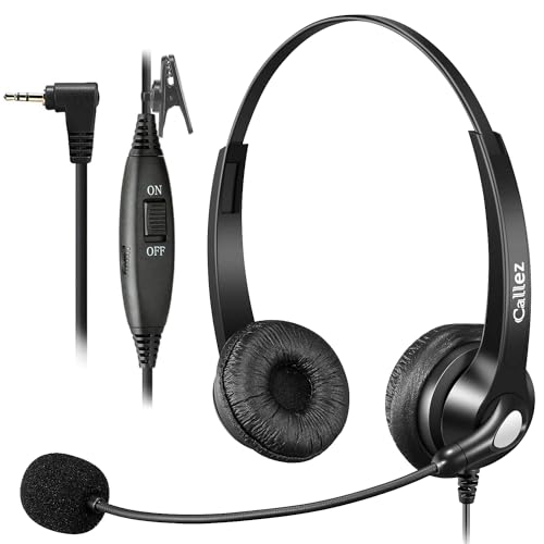 Callez 2,5mm Klinke Headset Telefon mit Mikrofon Noise Cancelling, Schnurlos Festnetz Kopfhörer für Panasonic Gigaset C430A CL660HX Polycom Cisco SPA Schnurlose Festnetztelefone von Callez