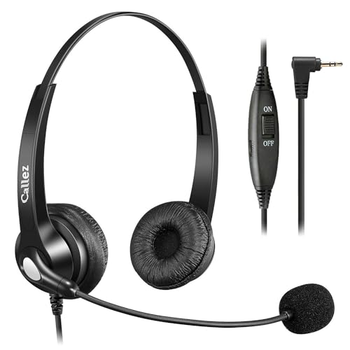 Callez 2,5mm Telefon Headset Dual mit Noise Cancelling Mikrofon, Festnetz Kopfhörer für Siemens Gigaset C430A S810 Panasonic Grandstream Cisco Linksys SPA Polycom Dect Schnurlostelefon von Callez
