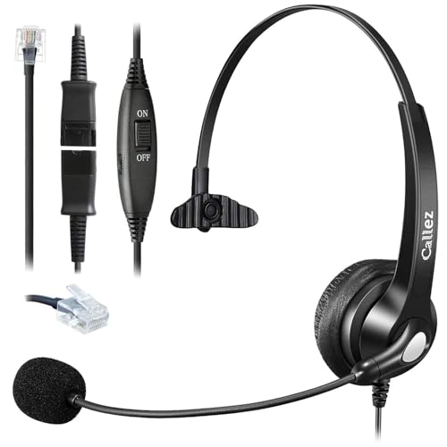 Callez RJ45-Telefon-Headset mit Mikrofon, Geräuschunterdrückung, Mono-Schnelltrenn-Telefon-Headset, kompatibel mit Siemens Unify OpenStage 30 40 60 80 kompatibel mit Mitel/Aastra 6865i 6867i 5370 von Callez