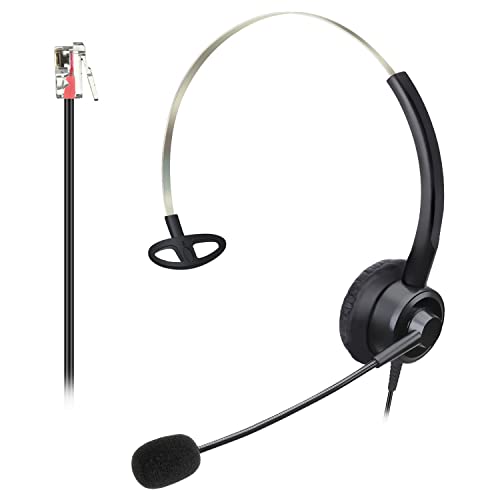 Callez RJ9 Telefon Headset für Bürotelefone mit Noise Cancelling Mikrofon, Mono Telefon Kopfhörer Kompatibel mit Polycom VVX411 VVX410 Avaya Mitel ShoreTel Fanvil Siemens Festnetztelefon von Callez