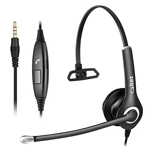 Headset Handy mit 3,5mm Klinke Mikrofon Noise Cancelling, PC Kopfhörer für iPhone Samsung Laptop Skype Webinar Business Office Call Center, Kristallklar Chat, Super Leicht, Ultra Komfort von Callez