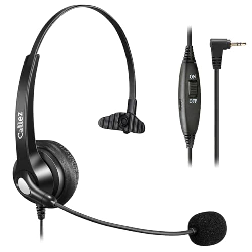 Headset Telefon Festnetz Schnurlos mit Mikrofon Noise Cancelling, 2,5mm Kopfhörer Kompatibel mit Panasonic Gigaset C430A C530 CL660HX S850 Yealink W52P Cisco Grandstream Polycom DECT Festnetztelefone von Callez