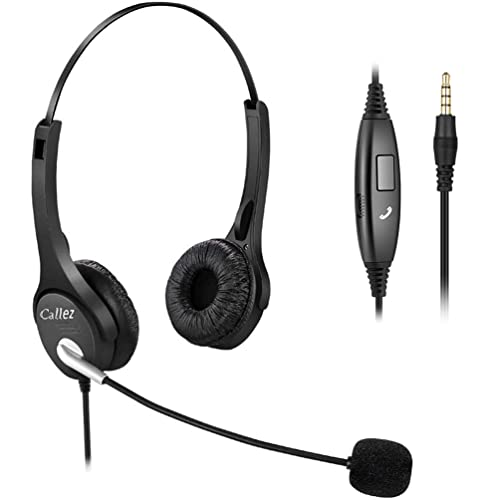 PC Headset Handy mit Mikrofon Noise Cancelling & Lautstärkeregler, 3,5mm Klinke PC Kopfhörer für iPhone Samsung Laptop Computer Business Skype Home Office Call Center, Leicht & Komfort von Callez