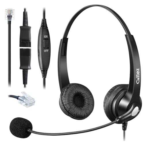 RJ45 Telefon Headset mit Mikrofon Noise Cancelling & Quick Disconnect Kabel, Festnetztelefon Kopfhörer Kompatibel mit Siemens Unify OpenStage 30 40 60 80 OpenScape, Mitel/Aastra 5370 6773 Telefone RJ45 Telefon Headset mit Mikrofon Noise Cancelling & Quick Disconnect Kabel, Festnetztelefon Kopfhörer Kompatibel mit Siemens Unify OpenStage 30 40 60 80 OpenScape, Mitel/Aastra 5370 6773 Telefone von Callez
