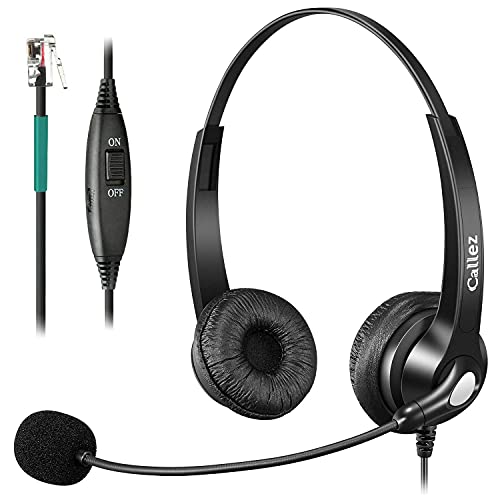 Telefon Headset RJ9 mit Mikrofon Noise Cancelling, Festnetztelefon Kopfhörer für Avaya 1408 Gigaset DA710 DA810 Polycom VVX411 Fanvil X4 Siemens Unify Openstage 15 Büro Call Center, Kristallklar Chat von Callez