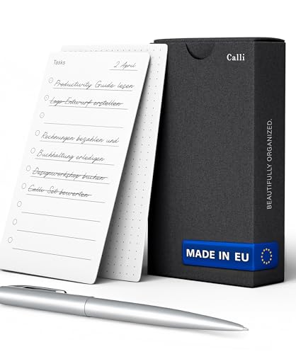 Calli® 50 Premium To Do Liste Karten aus feinstem 250g Papier (129 x 76mm) - Kugelschreiber Optimiert - To Do Planer To Do Listen Block Daily Planner Todo Liste block to do block to do list von Calli