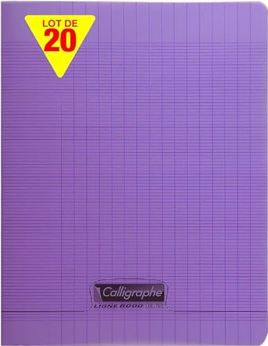 Calligraphe 18007Cpack Hefte, geheftet, Violett, 17 x 22 cm, 32 Seiten, großes Karo, weißes Papier, 90 g, Umschlag aus Polypropylen, transparent, 20 Stück von Calligraphe