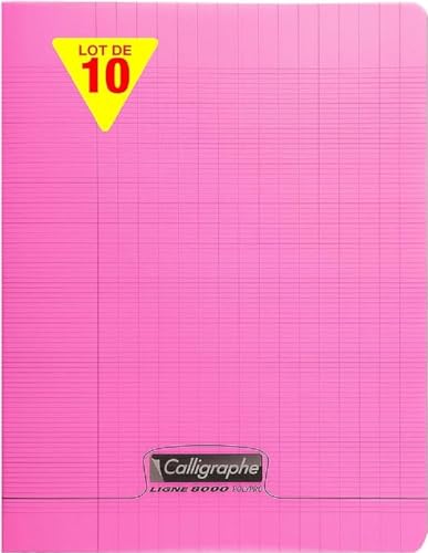 Calligraphe 18101Cpack 10 Hefte, geheftet, Rosa (Marke von Clairefontaine), 17 x 22 cm, 48 Seiten, großes Karo, weißes Papier, 90 g, Umschlag aus transparentem Polypropylen von Calligraphe