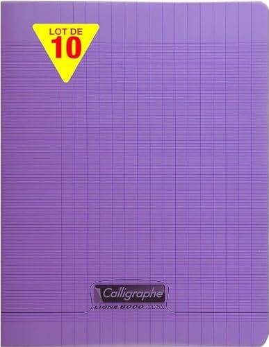 Calligraphe 18107Cpack 10 Hefte, geheftet, Violett, 17 x 22 cm, 48 Seiten, großes Karo, weißes Papier, 90 g, Umschlag aus transparentem Polypropylen von Calligraphe