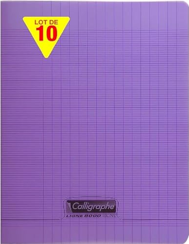 Calligraphe 18127Cpack 10 Hefte, geheftet, Violett (eine Marke von Clairefontaine) – 17 x 22 cm – 96 Seiten große Karos – weißes Papier 90 g – Umschlag aus Polypropylen transparent von Calligraphe