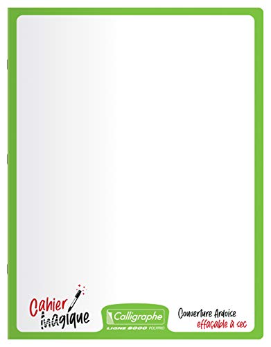 Calligraphe 18140C Ein magisches Heft, geheftet (eine Marke von Clairefontaine), 17 x 22 cm, 48 Seiten, große Karos, weißes Papier, 90 g, doppelseitig, trocken abwischbar, aus Polypropylen von Calligraphe