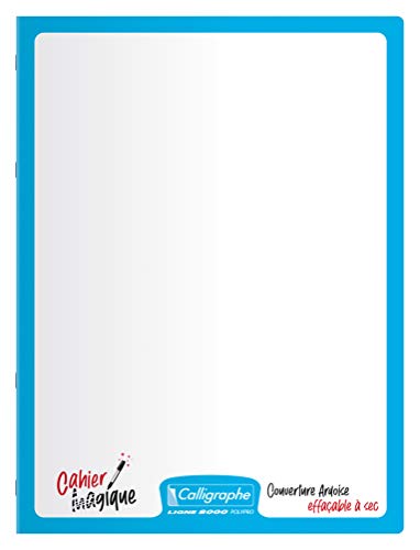 Calligraphe 18141C – ein Notizbuch mit Piqué-Piqué von Clairefontaine, 48 Seiten, 24 x 32 cm, große Karos, 90 g, doppelseitiger Einband, trocken abziehbar, aus Polypropylen (Kunststoff), Blau von Calligraphe