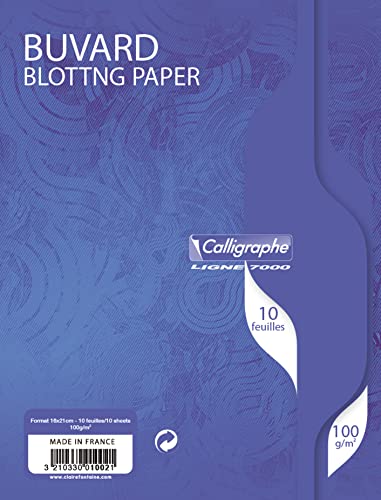 Clairefontaine 1002C - Packung mit 10 Blatt Löschpapier Calligraphe, 16x21 cm, 100g, ideal für die Schule und Kalligraphie, Weiß, 1 Pack von Calligraphe