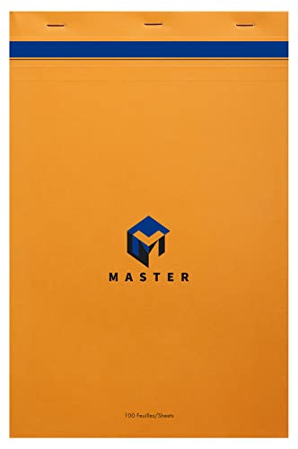 Clairefontaine 10714C - Packung mit 5 Schreibblöcken Calligraphe Master kopfseitig geheftet, DIN A4+ 21x31,8 cm, 50 Blatt kariert, 70 g, Orange, 1 Pack von Calligraphe