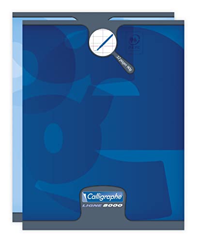 Clairefontaine 108705C - Packung mit 20 Heften Calligraphe 16 Blatt, 17x22cm, 90g, französische Lineatur DL 3mm, 1 Pack, Blau von Calligraphe