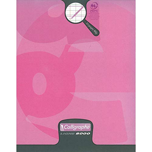 Clairefontaine 108707C - Heft Calligraphe 17x22 cm, 16 Blatt, doppelte Linien 2mm, 90g, Rosa, 1 Stück von Calligraphe