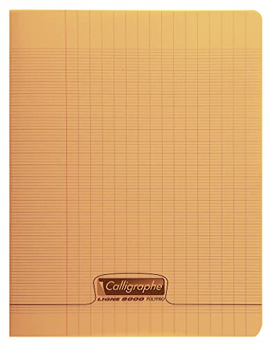 Clairefontaine 18118C - Heft / Schulheft Calligraphe 17x22 cm, 30 Blatt, französische Lineatur, 90g, Orange, 1 Stück von Calligraphe