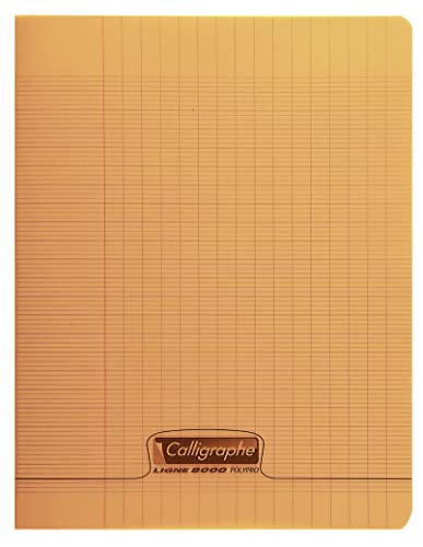 Clairefontaine 18178C - Heft / Schulheft Calligraphe DIN A4+ 24x32 cm, 24 Blatt, französische Lineatur, 90g, Orange, 1 Stück von Calligraphe