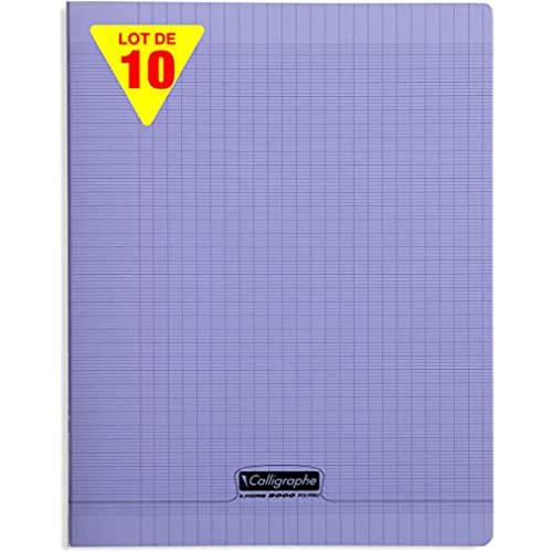 Clairefontaine 18197C - Packung mit 10 Heften Calligraphe, DIN A4+, 24x32 cm, 48 Blatt, französische Lineatur, 90g, Violett, 1 Pack von Calligraphe