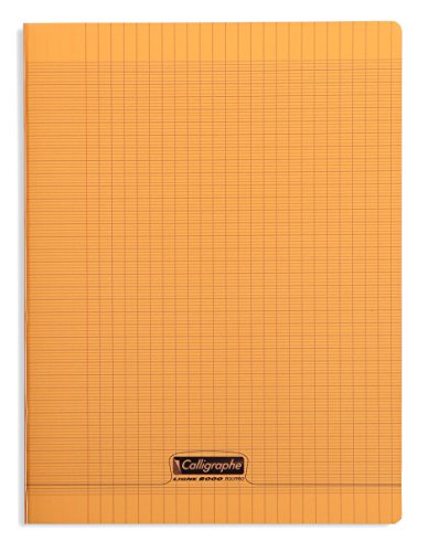 Clairefontaine 18198C - Packung mit 10 Heften Calligraphe, DIN A4+, 24x32 cm, 48 Blatt, französische Lineatur,90g, Orange, 1 Pack von Calligraphe