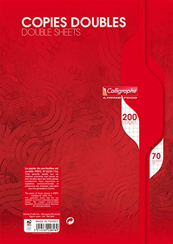 Clairefontaine 2616C - Packung mit 100 Blatt Klausurbögen Calligraphe nicht gelocht, DIN A4 21x29,7 cm, kariert, 70g, Weiß, 1 Pack von Calligraphe