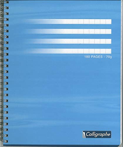 Clairefontaine 403C - Packung mit 5 Heften Calligraphe mit Spiralbindung, 17 x 22 cm, französische Lineatur, 90 Blatt, 70g, farbig sortiert, 1 Pack von Calligraphe