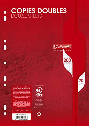 Clairefontaine 5616C - Packung mit 100 Blatt Klausurbögen Calligraphe, DIN A4 21x29,7 cm, kariert, 70g, Weiß, 1 Pack von Calligraphe
