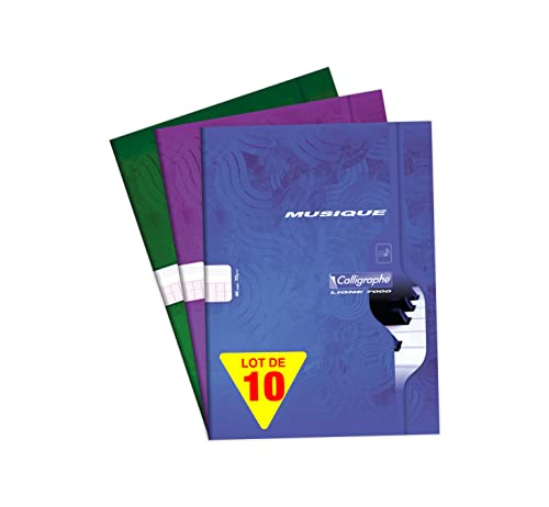 Clairefontaine 564C - Packung mit 10 Notenheften Calligraphe für Musikunterricht, geheftet, DIN A4, 24 Blatt, 70 g, farbig sortiert, 1 Pack von Calligraphe