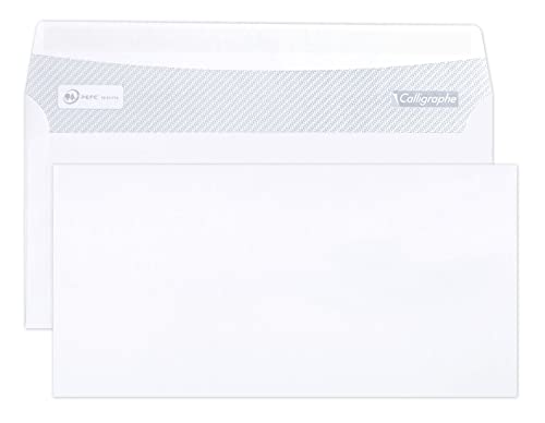 Clairefontaine 692C - Karton mit 500 Umschlägen Calligraphe DL-110x220mm, selbstklebend, 80g, Weiß, 1 Karton von Calligraphe